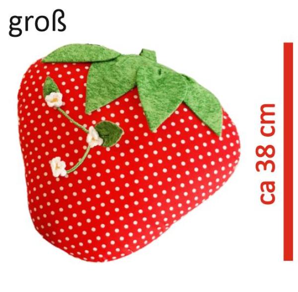 Kissen in Erdbeerform mit Maß hergestellt in Deutschland